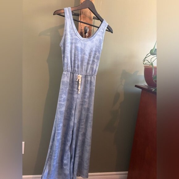 92.) Caution to the Wind / Blue / Wide Leg / Sleeveless Jumpsuit - Picture 1 of 9